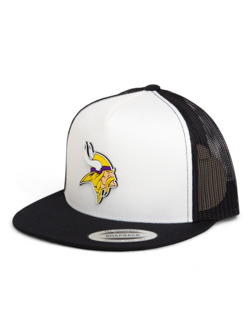 Minnesota Vikings 3D YP Snapback Flat Bill Trucker Hat- Black/ White/ Black